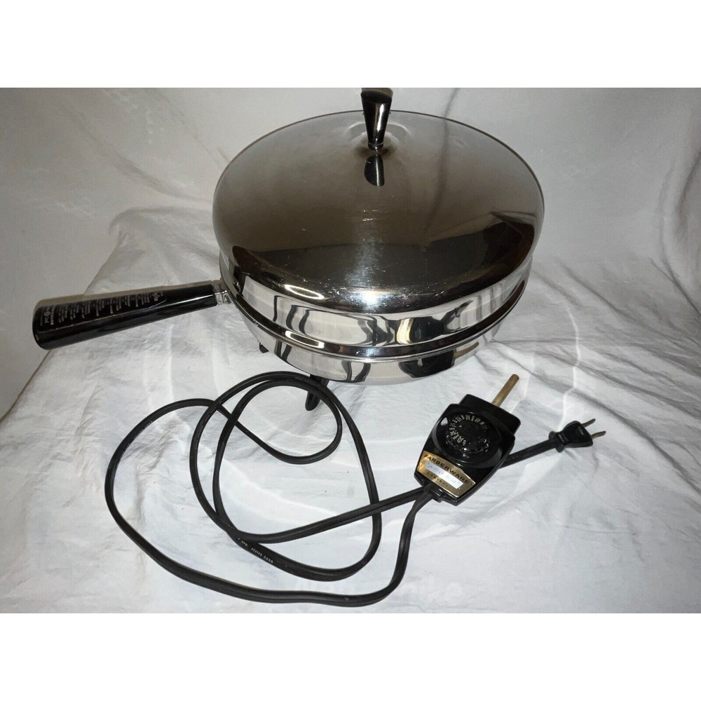 Vintage FARBERWARE 310-A Electric FRYING Roasting 12" Pan SKILLET w/ Lid WORKS!